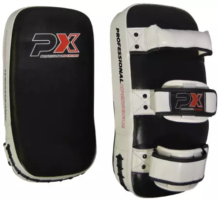 Paire de Arm Pad PX Cuir Noir Blanc Courbé