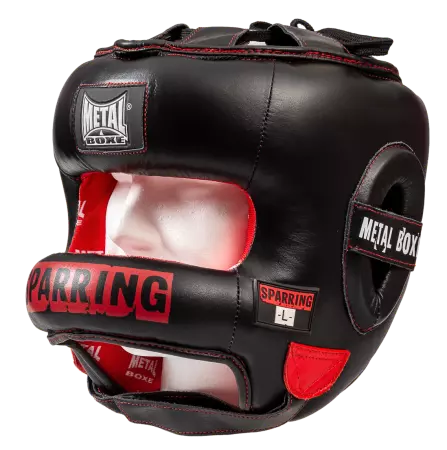 Casque avec barre en cuir METAL BOXE