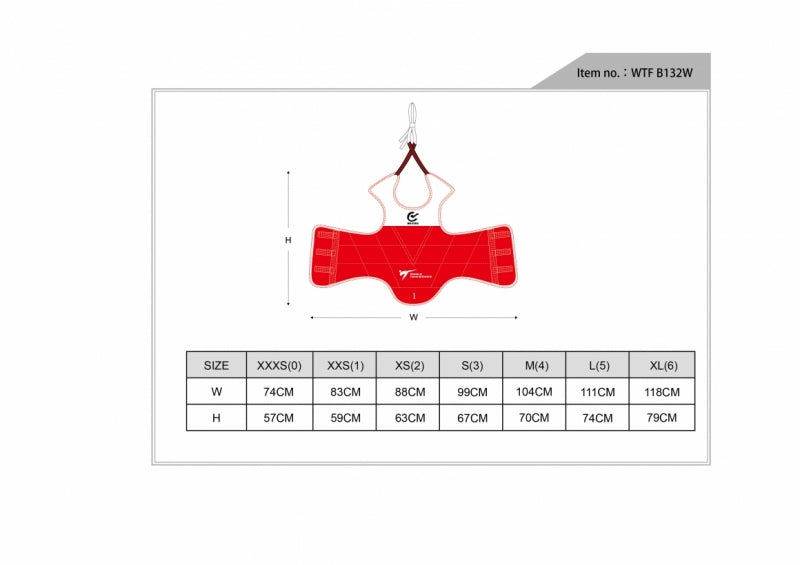 Plastron réversible Taekwondo avec protection épaule WTF